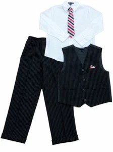 George Boys Holiday Outfit Dress Shirt Tie Pinstripe Vest & Slacks 7 - Picture 1 of 1