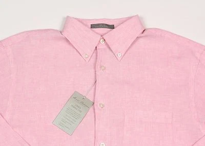 Men's DANIEL CREMIEUX Pink Linen Shirt XL Extra Large NWT NEW $95+ - Image 1 of 4