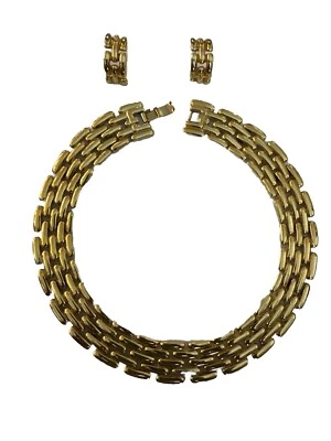 Juego de gargantilla y pendientes collar de pasarela tono dorado grueso Givenchy vintage años 80 Foto 1 de 4