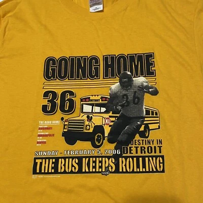 Camisa rodante Pittsburgh Steelers Jerome Bettis 2006 The Bus Keeps talla mediana Foto 1 de 4