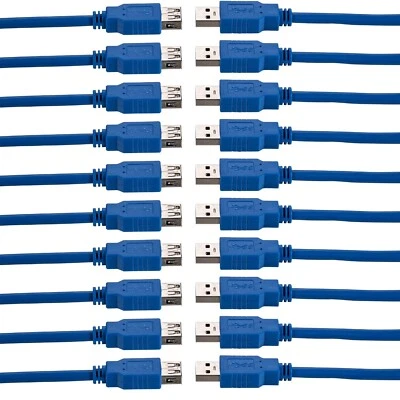 10x 6ft USB 3.0 Extension Cable Type A Male to A Female Extender HIGH SPEED Blue - Image 1 of 4
