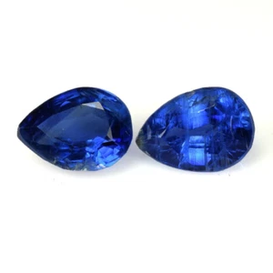 2,80 quilates y 8x6 mm_ Pera de cianita natural azul real sin calentar 2 piezas piedras preciosas sueltas - Imagen 1 de 10