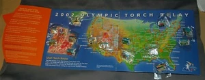 NEW 2002 Salt Lake City Olympic Torch Relay 14 Pin Collection Complete Set & Map - Picture 1 of 3