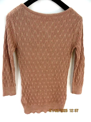 FOREVER 21 SZ S/P Rayon/Cotton Salmon Pink Gold Metallic Knit Sweater Pullover - Image 1 of 4