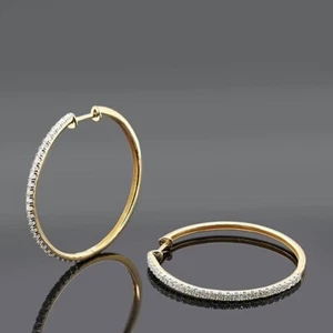 Aretes de aro largos de diamantes naturales I-J/I2 de 1 quilate para mujer en plata de ley 925 real - Imagen 1 de 8