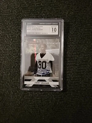 2010 Threads Football Jimmy Graham Rooke Silver Signatures Auto CGC 10 GS228 - Image 1 of 2