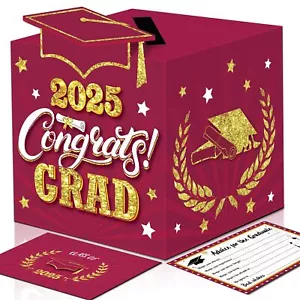 Al Graduation Wish Cards - Maroon Grad Card Holder Box with 36PCS 2024Advice ... - Picture 1 of 6