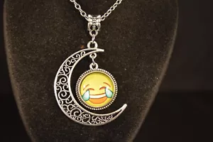 Hysterical Laugh EMOJI Cabochon PENDANT - NECKLACE New! Jewelry USA SELLER!!! - Picture 1 of 6