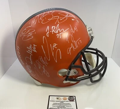 CLEVELAND BROWNS TEAM AUTOGRAPHED FULL SIZE FOOTBALL HELMET w/COA - Image 1 of 4