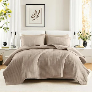 Kienna Quilt Set-Luxury Double Sided Stitching Design Summer Blanket, Lightweigh - Picture 1 of 7
