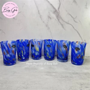 6 vasos soplados a mano Murano Vetro Eseguito azul remolino 13 oz Italia nuevos - Imagen 1 de 6