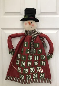 Christmas Snowman Advent 25 Days Countdown Calendar Tall 27” Cloth And Felt - Picture 1 of 9