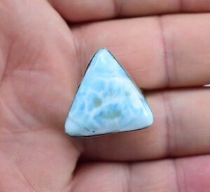 Dominican Larimar Ring Blue 925 Silver Natural Stone Size 6 (9.9 g) a1714