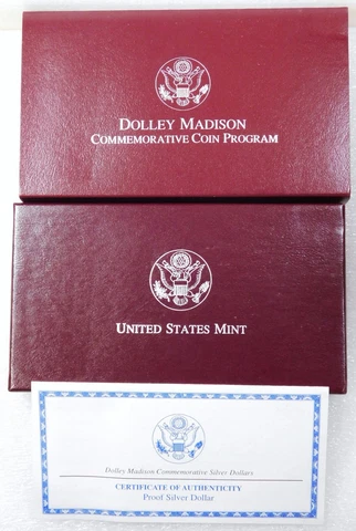 1999 Dolly Madison Silver Dollar Deep Cameo Proof Mint Box/COA #A147 Cover