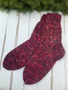 Men Natural Sheep Wool HandMade Knit Socks Warm Thermal Hiking Thick 11 US 44 EU - Picture 1 of 11