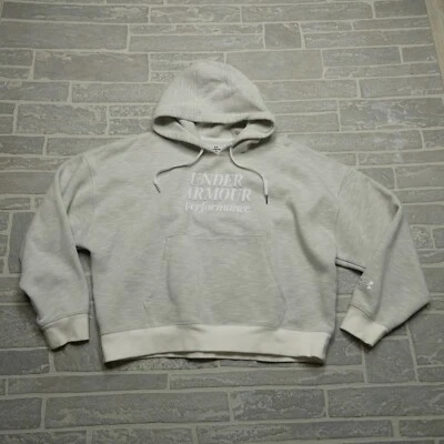 Under Armour Performance Crop Hoodie Womens XL Gray Fleece Hooded Sweatshirt - Image 1 of 4