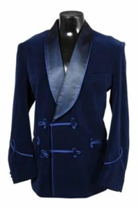 Men's Smoking Jacket Handmade Blue Velvet Wedding Party Wear Dinner Blazer Coats - Foto 1 di 3