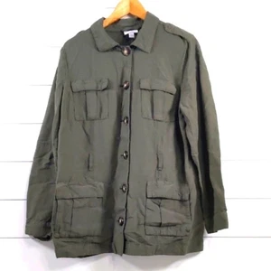 J. Jill Women's Olive Green Jacket Linen Blend Size M EUC - Picture 1 of 12