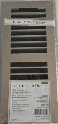  Allen + Roth 2-in x 10-in Decorative Floor Register Stain Nickel  Finish NEW - Image 1 of 2