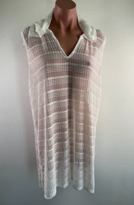 Túnica J Valdi para mujer sin mangas cuello en V transparente con capucha cubierta blanca talla XL NUEVA CON ETIQUETAS Foto 1 de 4