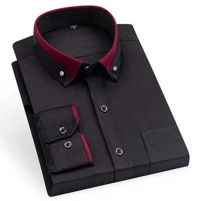 Mens Long Sleeves Dress Shirts Formal No Ironing Elastic Business Casual Shirts - Image 1 of 4