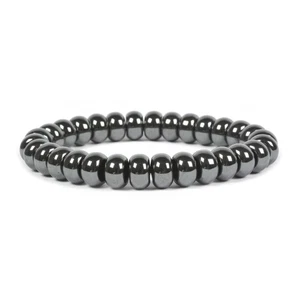 Hämatit 10 mm Rondell Perlen dehnbar Armband 7 Zoll - Bild 1 von 2
