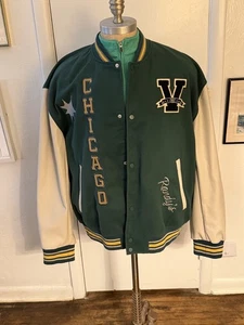 ASOS Design Mens Varsity Jacket Dark Green/Tan Sz XXL - Picture 1 of 12