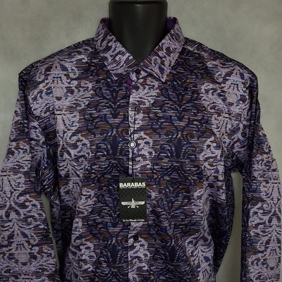 Barabas Men's Button Front Shirt XXL Purple Long Sleeves New With Tags - Image 1 of 4