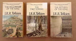Lord of the Rings Trilogy J.R.R. Tolkien Vintage Ballantine Paperbacks - Foto 1 di 24