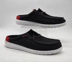 Hey Dude Slip-On Shoes Mens Size 11 Wally Slip Varsity Jersey Black Red - Picture 1 of 10