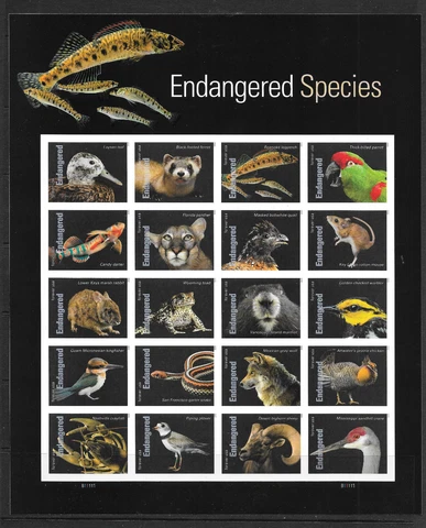 Sct #5799u IMPERFORATE (NO DIE-CUT) Endangered Species Pane of 20, MNH-SOLD OUT! Cover