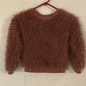 GIRLS ART GLASS SHERPA Pullover Sweater Long Sleeve Size Small (6/6X) - Picture 1 of 4