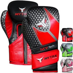 MY-TECH Punching Boxing Real Leather Mytra Sparring Training MMA Gloves - Picture 1 of 7