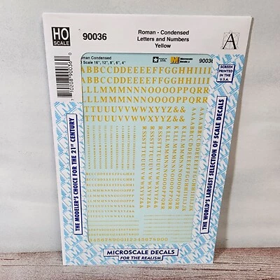 Alfabetos y números - Ferrocarril romano condensado -- Calcomanía amarilla a microescala 90036 Foto 1 de 3