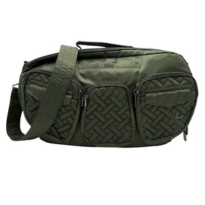 LUG Railcar Crossbody Bag Olive Green Quilted Flower Floral Print Lining - Picture 1 of 14