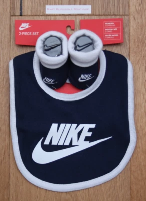Conjunto de babero y botines Nike para bebé recién nacido ~ azul y blanco del océano profundo ~ 0-6M Foto 1 de 2