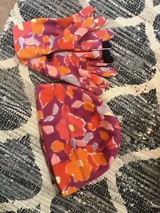 Lands' End Kids M Fleece Gloves & Hat Geometric Pink Purple Pattern Touchscreen - Picture 1 of 12