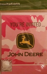John Deere rosa cumpleaños (8) ocho invitaciones de fiesta con sobres - Imagen 1 de 1