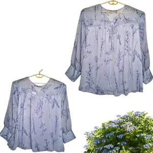 Apt. 9 Tunic Blouse Women's Plus Sz 4XL Purple Floral Shirred Lined Top $44 New - Picture 1 of 10