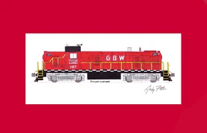 Green Bay & Western RS3 #307 11""x17"" estampado enmarañado firmado por Andy Fletcher - Imagen 1 de 1