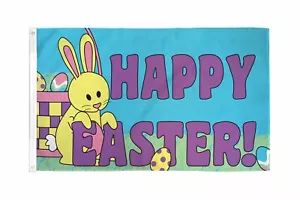 3 x 5 Happy Easter Flag *USA Seller* Holiday Bunny Spring Colored Eggs - Picture 1 of 4
