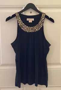 Michael Kors Sleeveless Scoop Neck Top/Gold Sequins/Black/Size L/NEW/NEVER WORN! - Picture 1 of 3