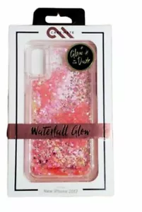 Case Mate Waterfall Glow in The Dark Liquid Pink Glitter Case For Apple iPhone X - Picture 1 of 3
