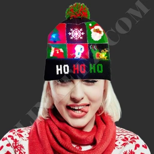 Unisex Navidad LED Gorro Sombrero Cálido Suave HO HO HO Navidad ¡Gorro Iluminado Regalo! - Imagen 1 de 8