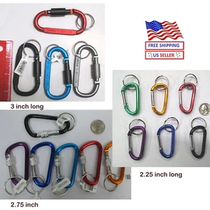 LOT OF 12,24 -- CARABINER ALUMINIUM KEYCHAIN KEYRING "RANDOM COLOR"-KC2055S - Picture 1 of 7