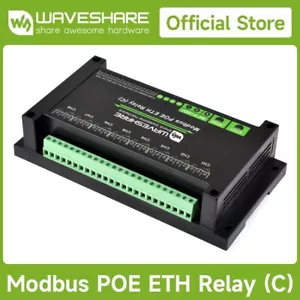 Waveshare Dual Ethernet Ports 8-ch Relay Module C Modbus RTU Protocol PoE Power - Picture 1 of 13