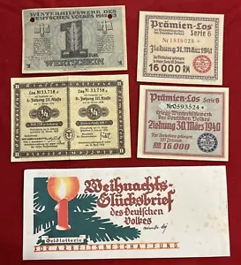 Biglietto Banconota Nazi Tedesco Natale WHW Lotteria Money WWII WW2 Terzo Reich Lotto - Foto 1 di 5