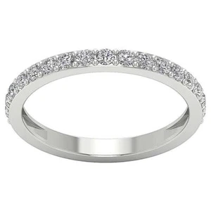 VVS F 0.70Ct Lab Grown Round Diamond Half Eternity Stackable Ring 14K White Gold - Picture 1 of 10