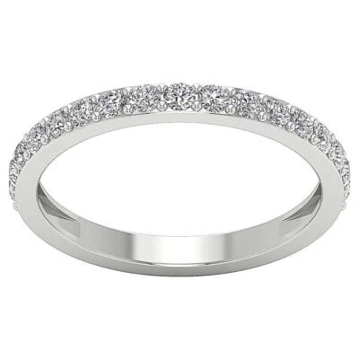 VVS F 0.70Ct Lab Grown Round Diamond Half Eternity Stackable Ring 14K White Gold - Image 1 of 4