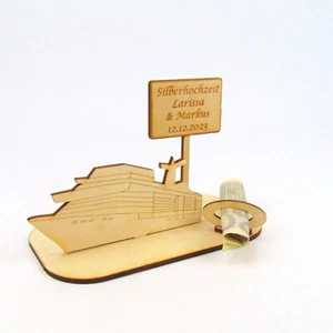 Personalisiert zur Silberhochzeit Goldhochzeit Kreuzfahrtschiff Urlaub Holz - Bild 1 von 5